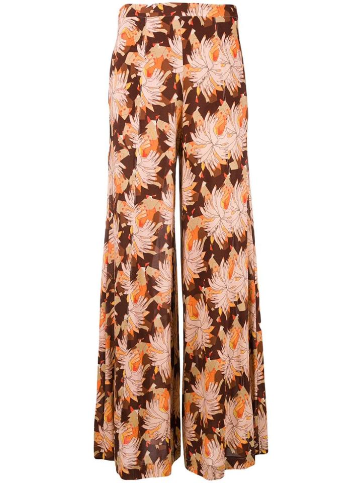 L'autre Chose Printed Palazzo Pants - Brown