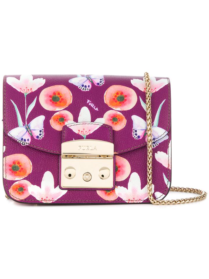 Furla Metropolis Butterfly Print Crossbody Bag - Pink & Purple
