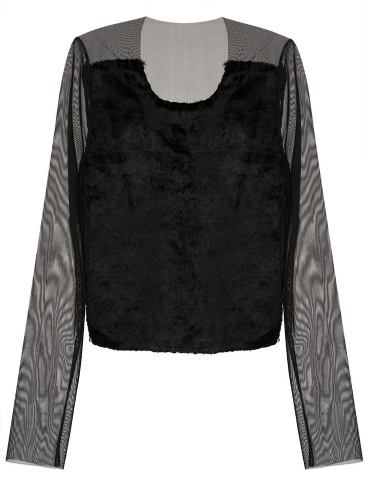 Gloria Coelho Tulle Cropped Blouse - Black