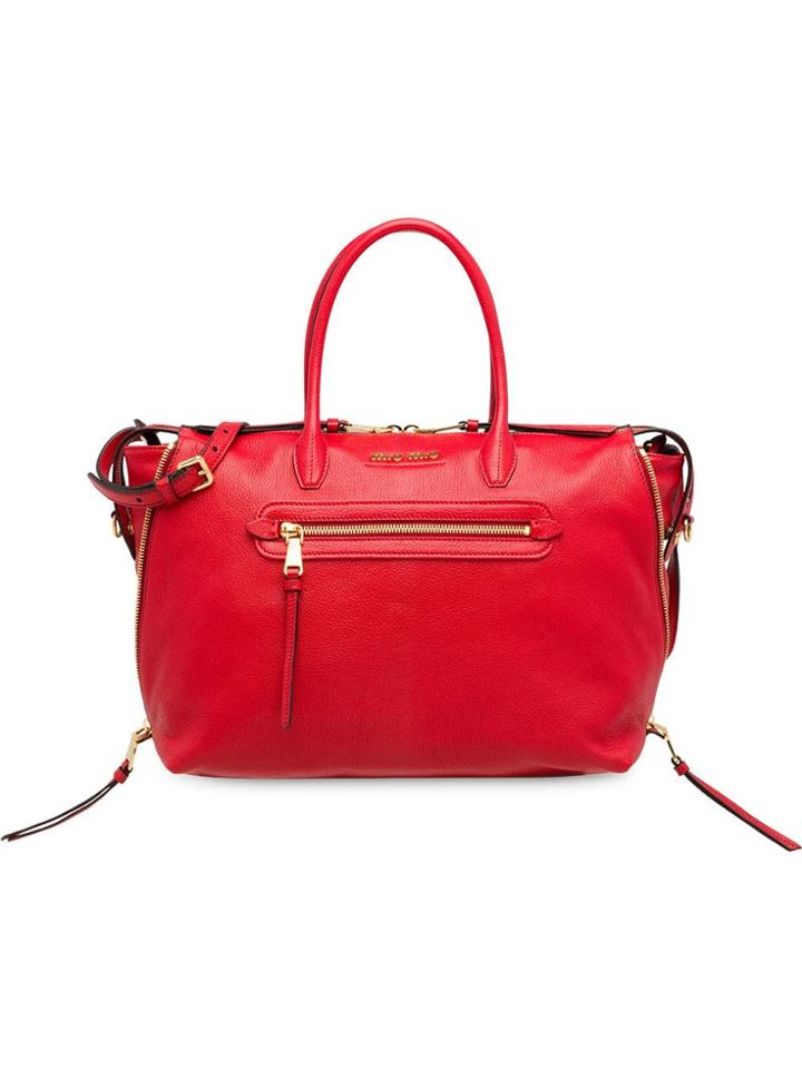 Miu Miu Grained Tote Bag - Red