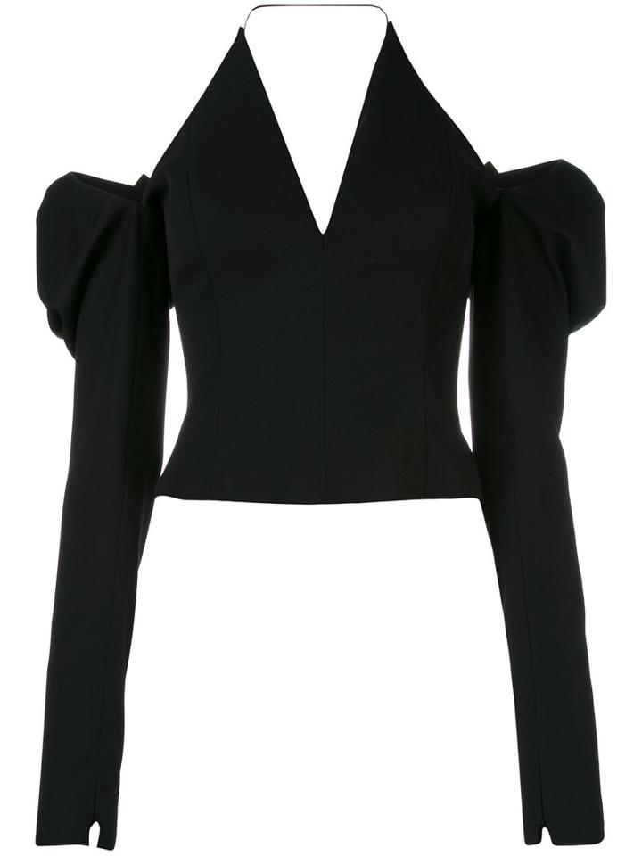 Saint Laurent - Puff Sleeve Fitted Top - Women - Silk/polyamide/virgin Wool - 36, Black, Silk/polyamide/virgin Wool