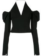 Saint Laurent - Puff Sleeve Fitted Top - Women - Silk/polyamide/virgin Wool - 36, Black, Silk/polyamide/virgin Wool