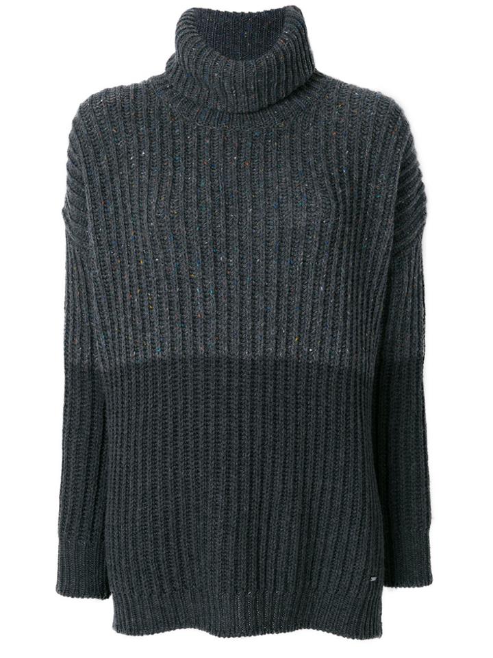Woolrich Contrast Colour Roll-neck Sweater - Grey