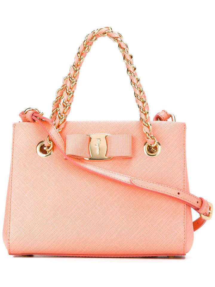 Salvatore Ferragamo Melike Tote, Women's, Yellow/orange, Calf Leather/polyester
