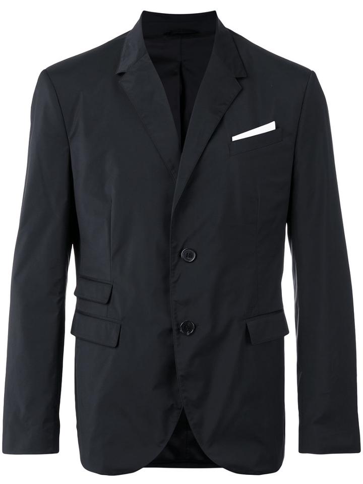 Neil Barrett Pocket Square Blazer, Men's, Size: 50, Black, Polyester/spandex/elastane/viscose/cotton