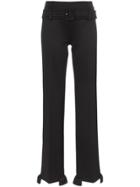 Prada High Waisted Belted Ruffle Hem Trousers - Black