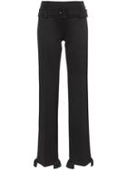 Prada High Waisted Belted Ruffle Hem Trousers - Black