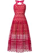 Self-portrait Floral Lace Midi Dress - Pink & Purple