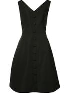 Christian Siriano Button Front Pleated Dress - Black