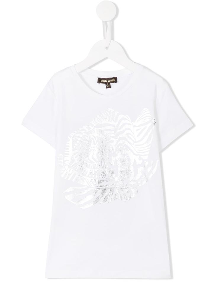 Roberto Cavalli Kids Logo Print T-shirt, Girl's, Size: 10 Yrs, White