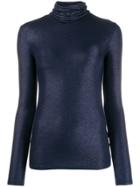 Majestic Filatures Lurex Knitted Roll Neck - Blue