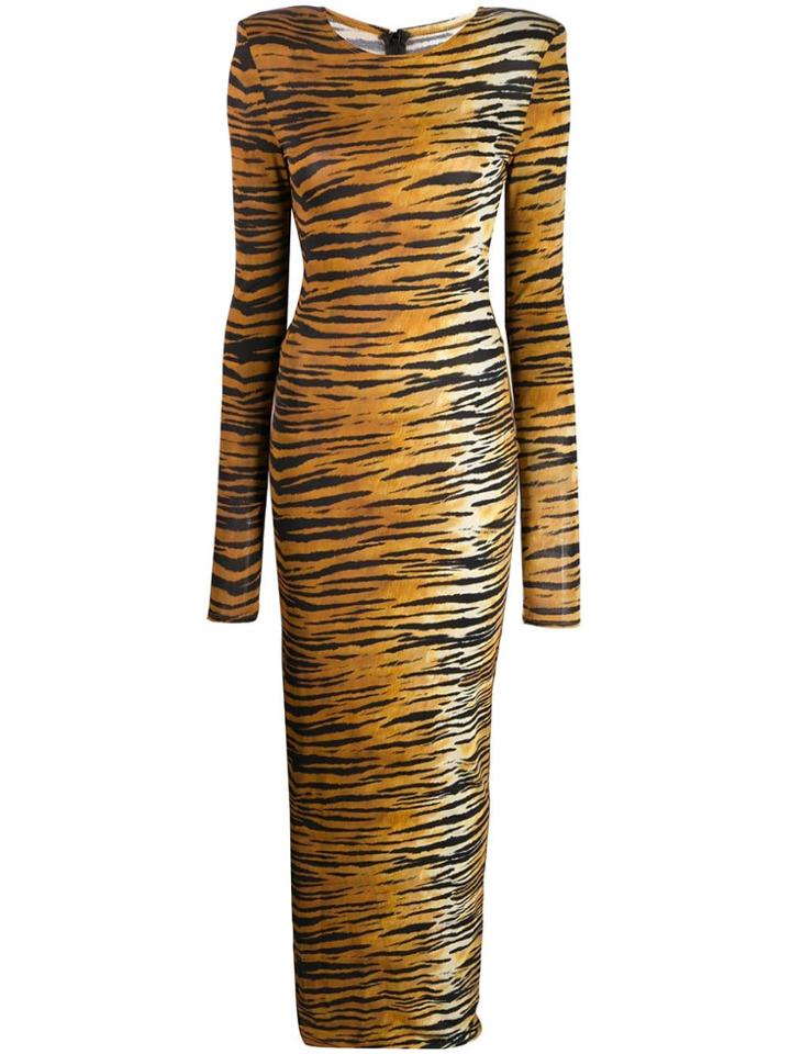 Alexandre Vauthier Long Tiger Print Dress - Neutrals