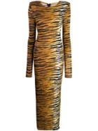 Alexandre Vauthier Long Tiger Print Dress - Neutrals