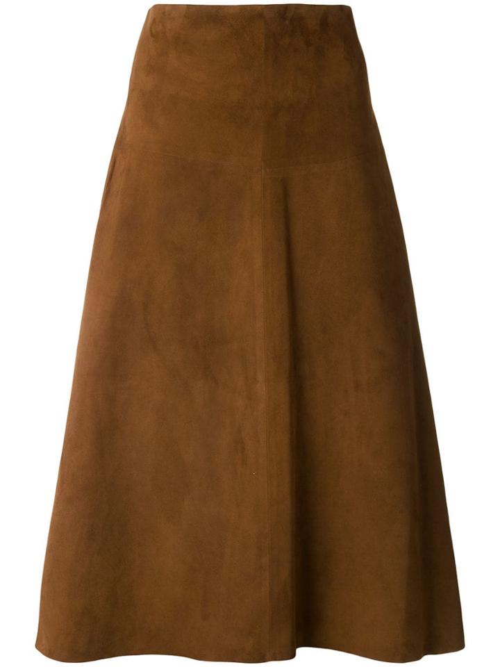 Almarosafur A-line Midi Skirt - Brown