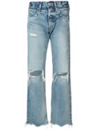 Moussy - Distressed High-rise Jeans - Women - Cotton - 26, Blue, Cotton