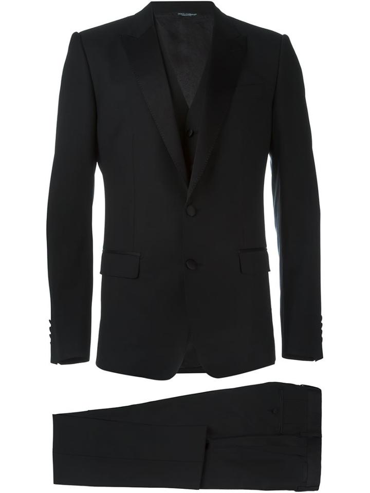 Dolce & Gabbana Three-piece Tuxedo Suit, Men's, Size: 50, Black, Silk/polyester/cupro/virgin Wool