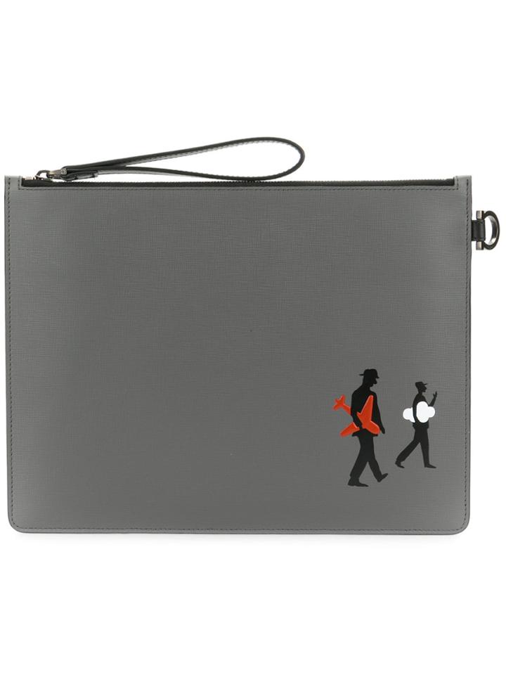 Salvatore Ferragamo Painted Clutch - Grey