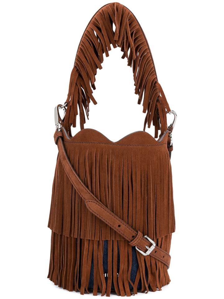 Miu Miu Fringe-trimmed Bucket Bag - Brown