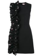 Msgm Ruffle Detail Dress With Flowers - Black