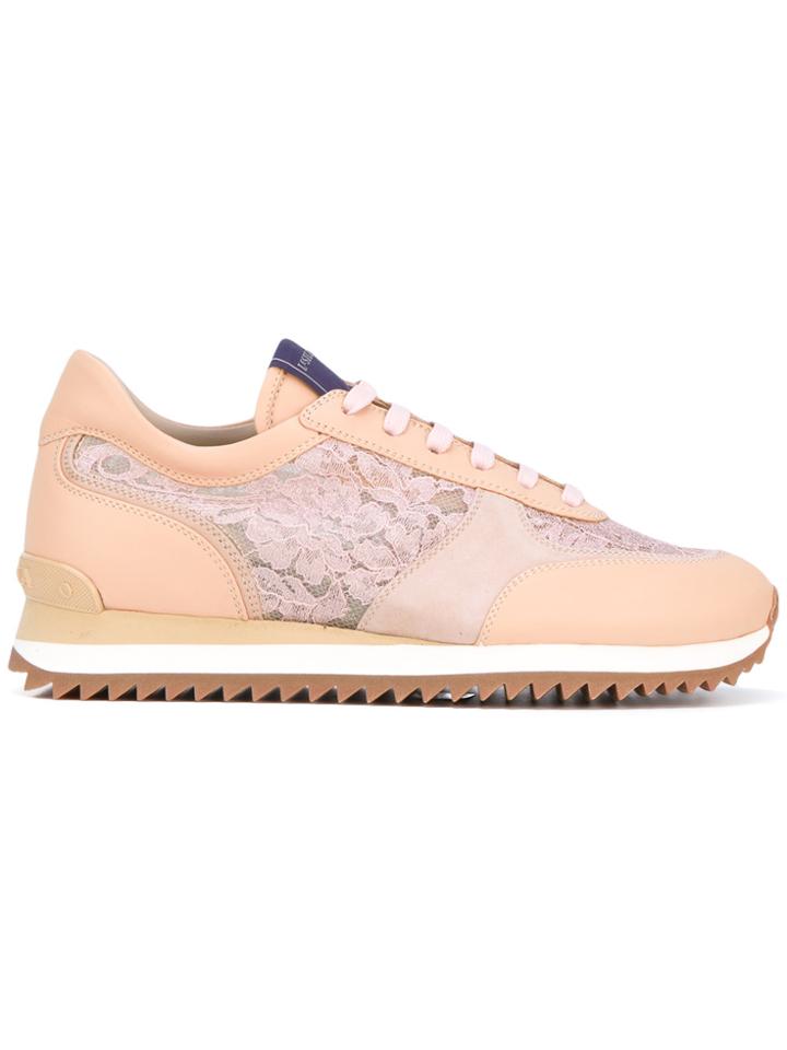 Le Silla Lace Panel Trainers - Nude & Neutrals