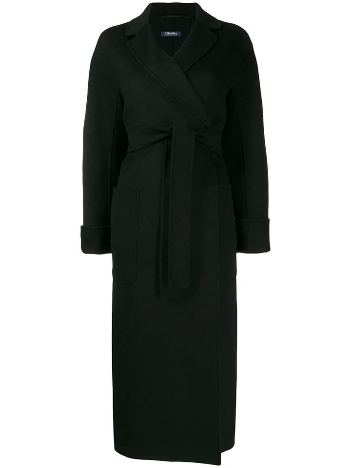 's Max Mara Belted Maxi Coat - Black