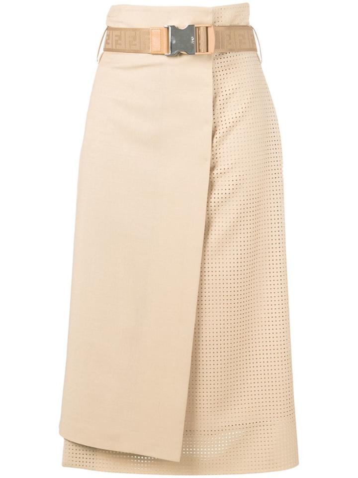 Fendi High Waisted Asymmetric Skirt - Neutrals