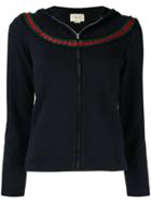 Gucci Pre-owned Web Stripe Trim Hoodie - Blue