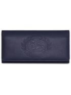 Burberry Embossed Crest Two-tone Leather Continental Wallet - Blue