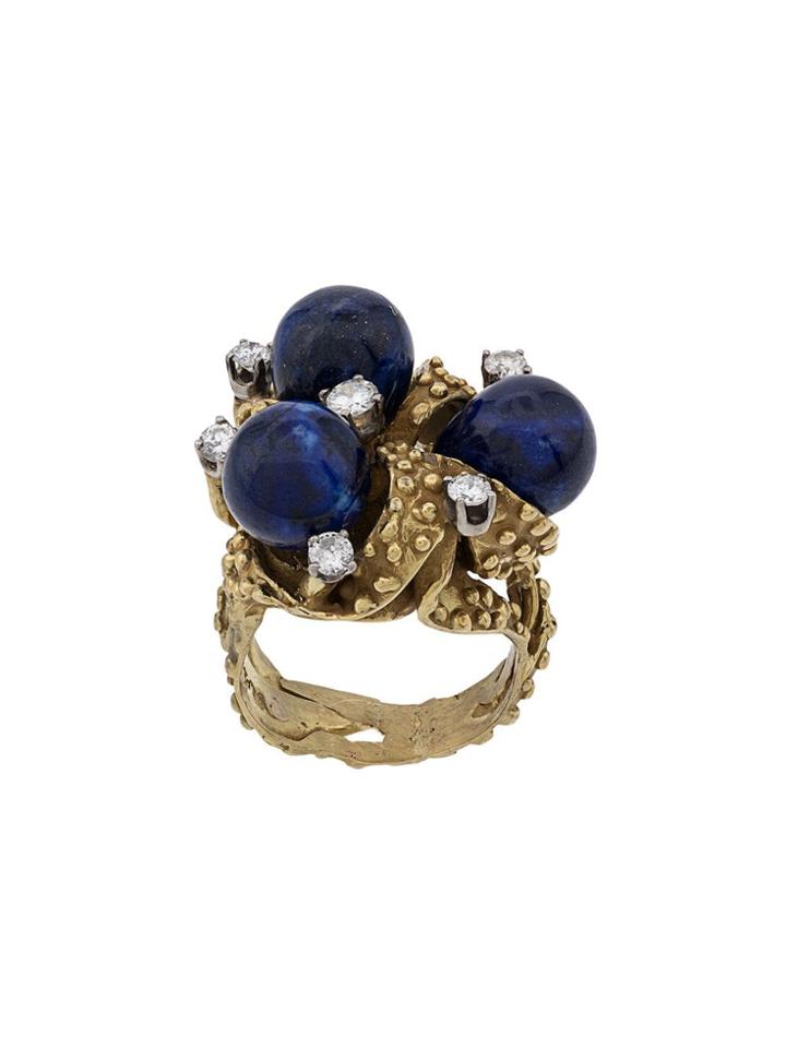 Katheleys Pre-owned Unique Lapis Diamond 70s Ring - Blue