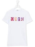Msgm Kids Bead Embroidered Logo T-shirt, Girl's, Size: 14 Yrs, White