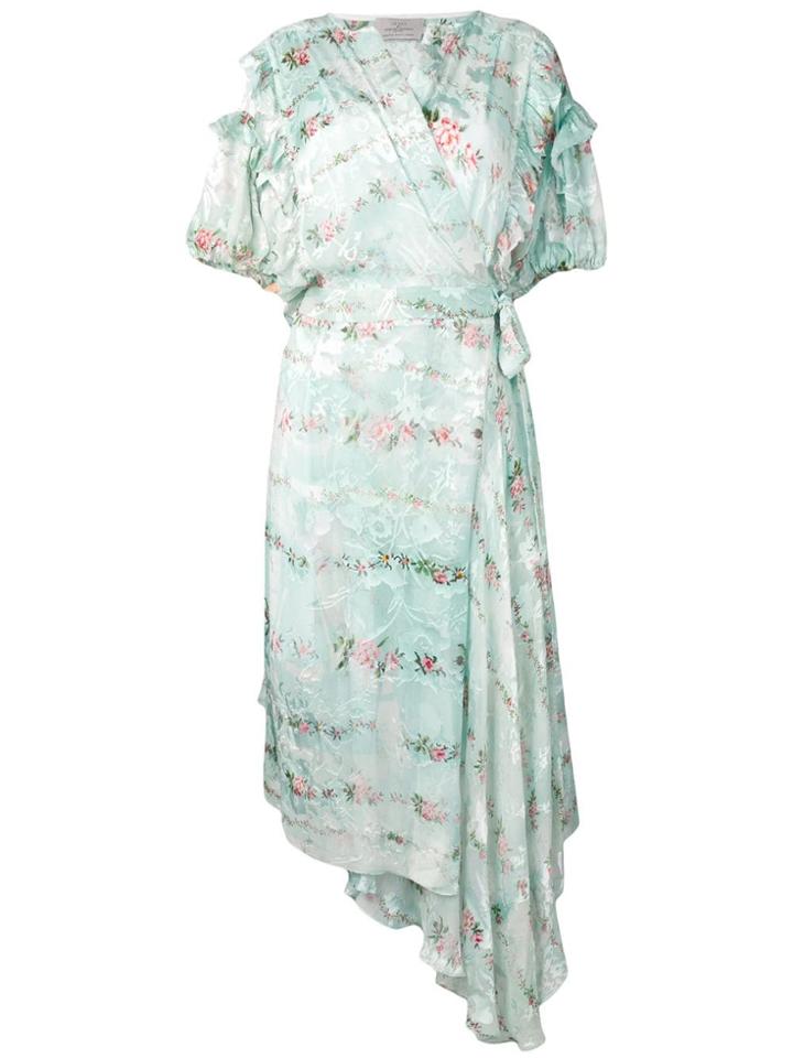 Preen By Thornton Bregazzi Asymmetric Floral Dress - Green