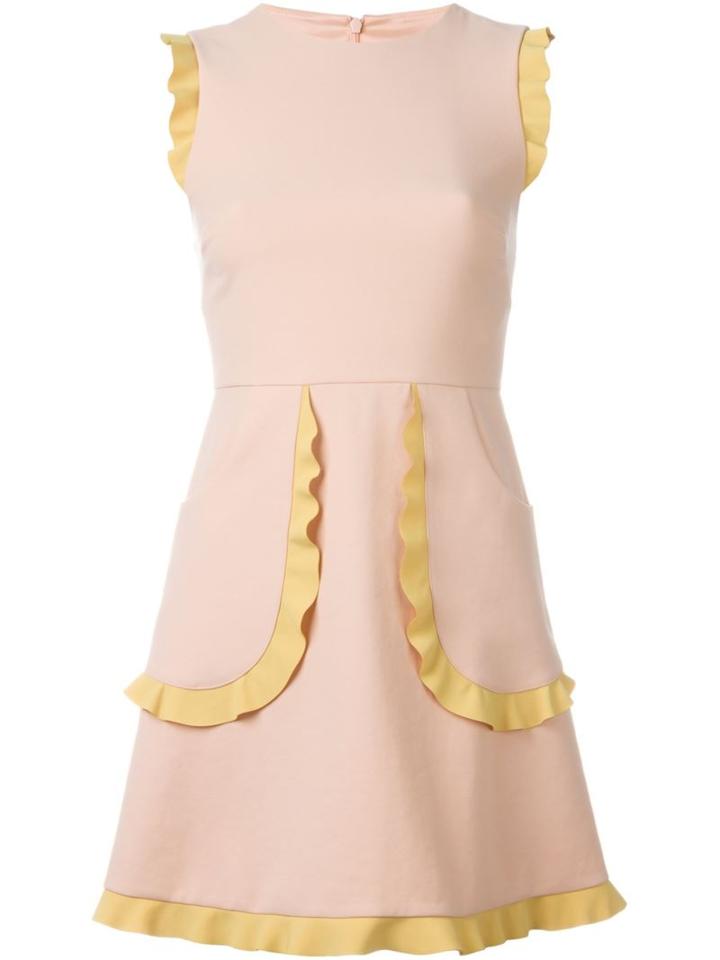 Red Valentino Frill Trim Dress, Women's, Size: 40, Pink/purple, Acetate/polyester/spandex/elastane