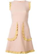 Red Valentino Frill Trim Dress, Women's, Size: 40, Pink/purple, Acetate/polyester/spandex/elastane
