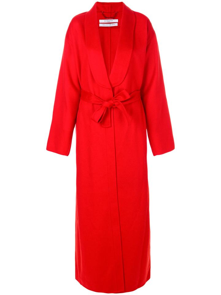 Givenchy Long Belted Coat - Red