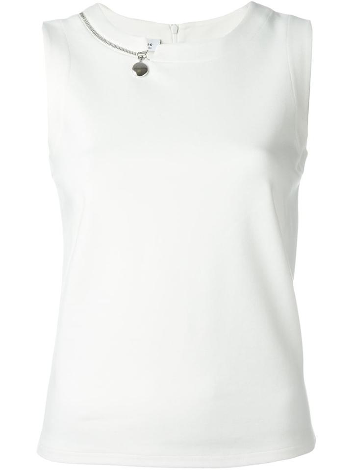Akris Zipped Collar Detail Top, Women's, Size: 36, White, Viscose/polyamide/spandex/elastane