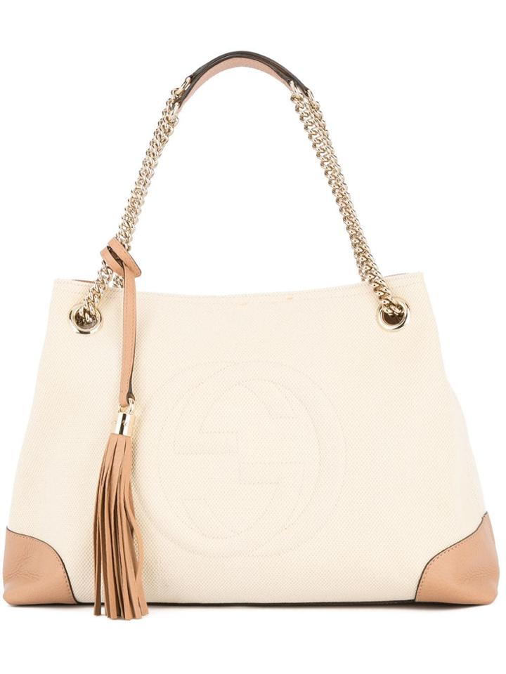 Gucci Vintage Gucci Fringe Chain Shoulder Bag - White