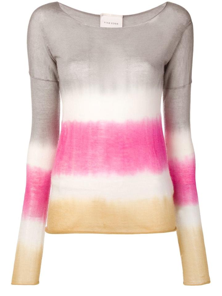 Fine Edge Cashmere Striped Sweater - Grey