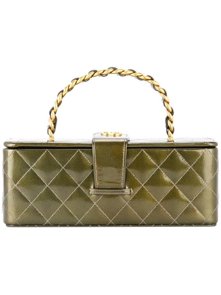 Chanel Vintage Chanel Quilted Cc Vanity Hand Bag - Green