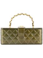 Chanel Vintage Chanel Quilted Cc Vanity Hand Bag - Green