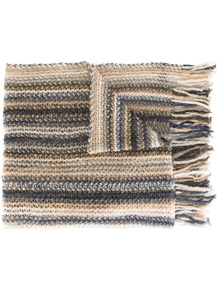 Missoni Metallic (grey) Knit Striped Scarf, Women's, Acrylic/polyamide/polyester/mohair