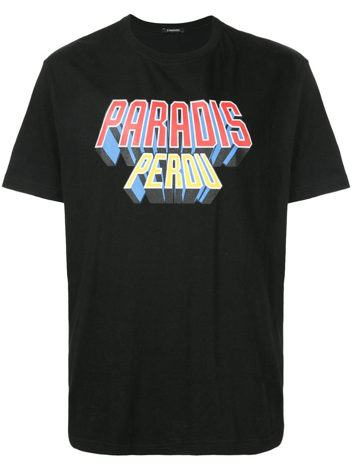 3.paradis Printed Short Sleeved T-shirt - Black