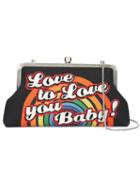 Sarah's Bag 'love To Love You Baby' Clutch, Women's, Black, Microfibre Cloth/brass/canvas