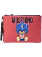 Moschino Large Saffiano Bear Pouch - Red