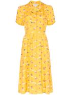 Hvn Maria Seagull-print Dress - Yellow