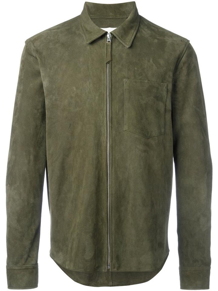 Our Legacy Zipped Suede Jacket, Men's, Size: Small, Green, Calf Leather
