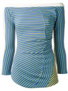 Richard Malone - Off-shoulders Twist Blouse - Women - Acrylic - M, Blue, Acrylic