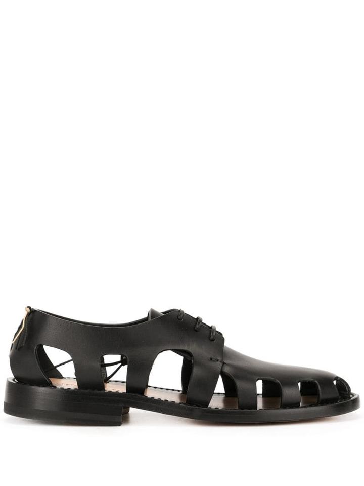 Bottega Veneta Cut Out Detailed Lace-up Shoes - Black