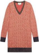Gucci Oversize Gg Stripe Wool Sweater - Red