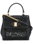 Salvatore Ferragamo Laser-cut Shoulder Bag, Women's, Black, Leather