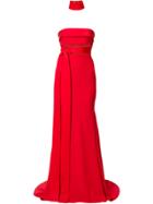 Alex Perry Royce Neck Cuff Gown - Red